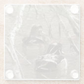Sepia Wood Duck Pair Glazen Onderzetter (Achterkant)
