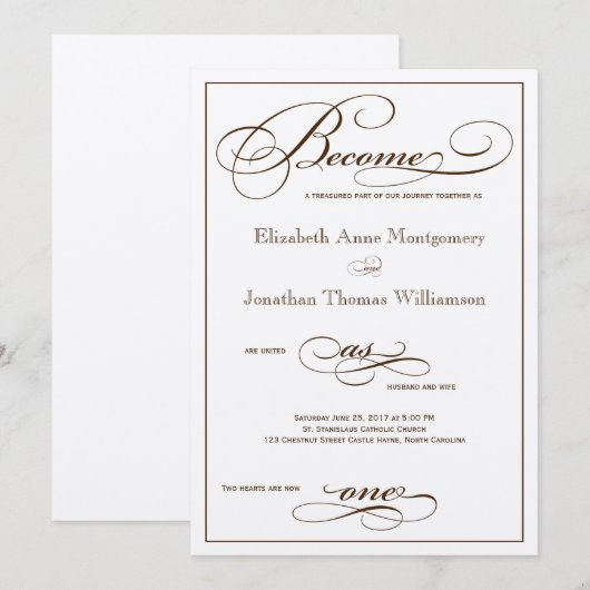 Sepia wordt als Één Uitnodiging van de Weddenschap (Voorkant / Achterkant)