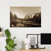 Sepia Yosemite Valley Poster (Thuiskantoor)