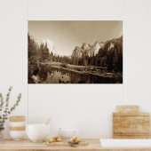 Sepia Yosemite Valley Poster (Keuken)
