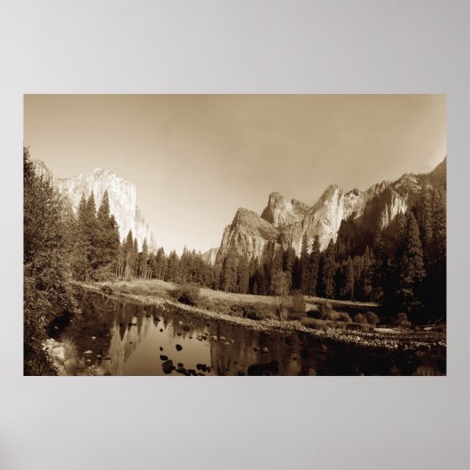 Sepia Yosemite Valley Poster (Voorkant)