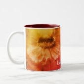 Sepia Zinnia Abstract Floral Art Persoonlijk Tweekleurige Koffiemok (Links)