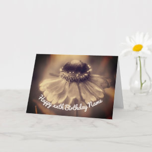 Sepia Zinnia Flower Personalized Birthday Kaart