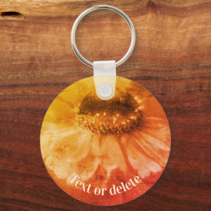  Sepia Zinnia Flower Personalized Sleutelhanger