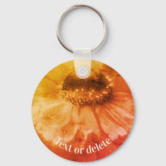  Sepia Zinnia Flower Personalized Sleutelhanger (Achterkant)