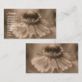 Sepia Zinnia Flower Photography Visitekaartje (Voorkant / Achterkant)