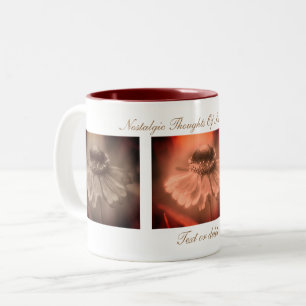 Sepia Zinnia Flower Simpler Times Inspirerend Tweekleurige Koffiemok