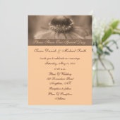 Sepia Zinnia Flower Wedding Invitation Kaart (Staand voorkant)