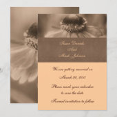 Sepia Zinnia Flower Wedding Save the Date Kaart (Voorkant / Achterkant)