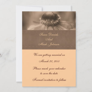 Sepia Zinnia Flower Wedding Save the Date Kaart