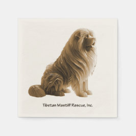 Sepia Zittend Tibetaanse Mastiff Rescue knapkin Servet