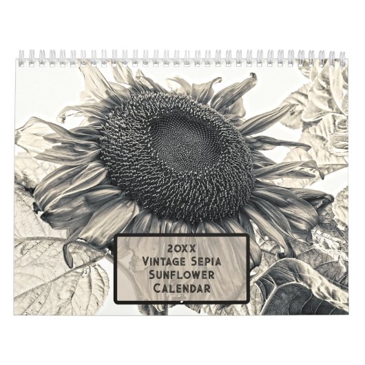  Sepia Zonnebloem 2025 Rustiek Land Kalender (Hoes)