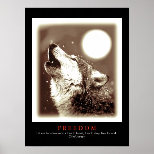 Sepia Zwart Unieke Motivatie Wolf Howls Print (Voorkant)