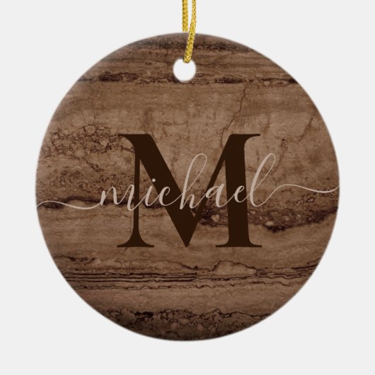 Sepia zwarte bruine granietsteen keramisch ornament (Voorkant)