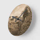 Sepiafoto van Edinburgh Castle Ronde Klok (Hoek)