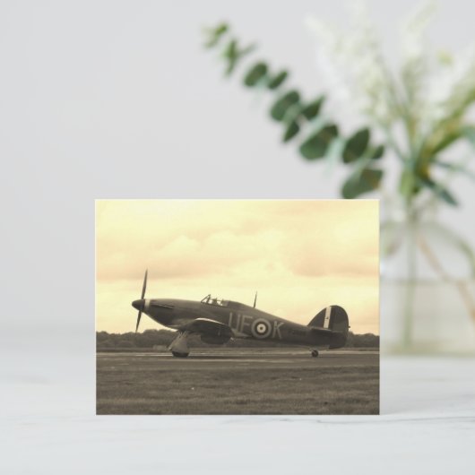 Sepiatone Hawker Hurricane Briefkaart (Staand voorkant)