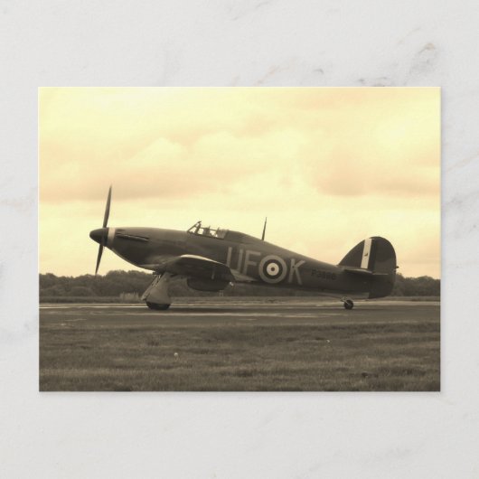 Sepiatone Hawker Hurricane Briefkaart (Voorkant)