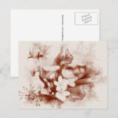 Sepibloemen en vlinders, horizontaal briefkaart (Voorkant / Achterkant)