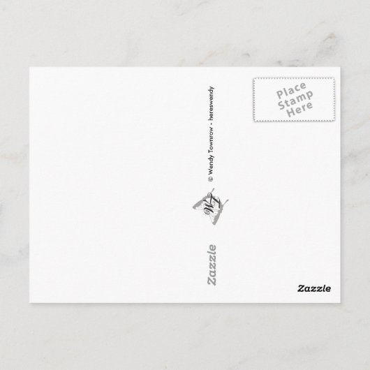 Sepibloemen en vlinders, horizontaal briefkaart (Achterkant)