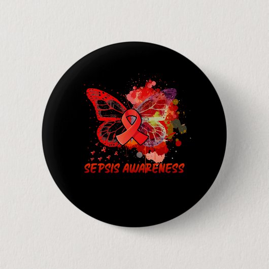 Sepsis Awareness Butterfly Ronde Button 5,7 Cm (Voorkant)