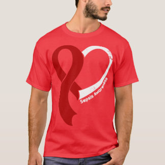 Sepsis Awareness Hope Love Heart Ribbon Happy Vale T-shirt