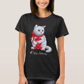 Sepsis Awareness Maand Rood Lint Kat T-shirt (Voorkant)