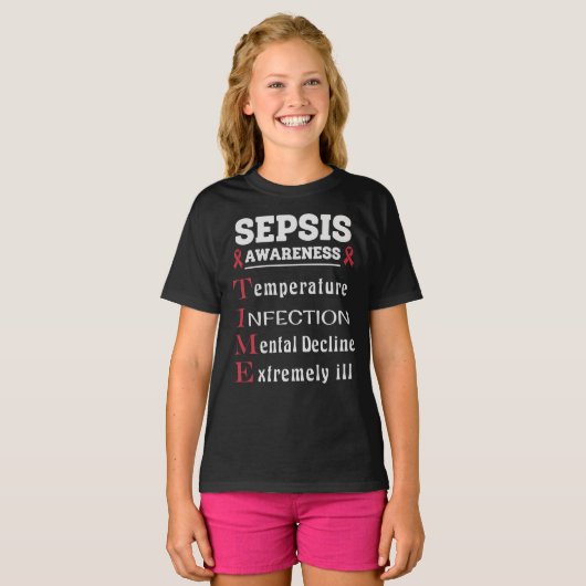 Sepsis Awareness T.I.M.E.-gids T-shirt (Voorkant volledig)