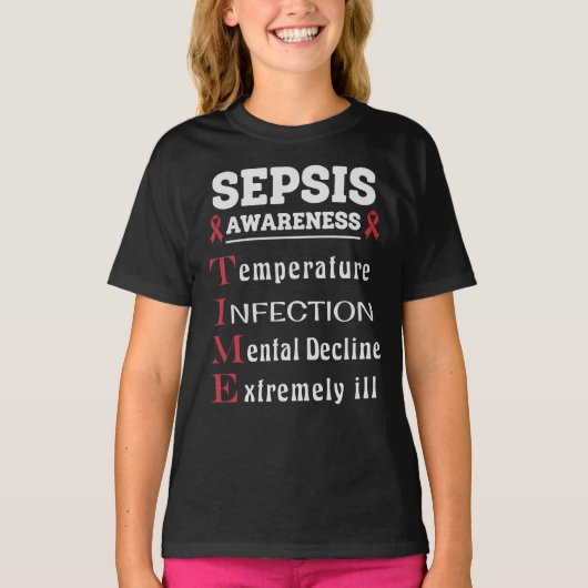 Sepsis Awareness T.I.M.E.-gids T-shirt (Voorkant)