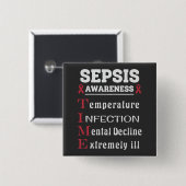 Sepsis Awareness T.I.M.E.-gids Vierkante Button 5,1 Cm (Voorkant /achterkant)
