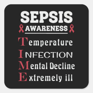 Sepsis Awareness T.I.M.E.-gids Vierkante Sticker