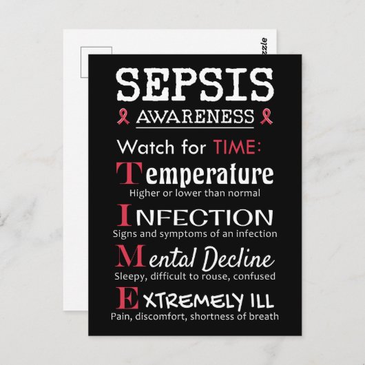 Sepsis Awareness Watch voor TIME Guide Briefkaart (Voorkant / Achterkant)