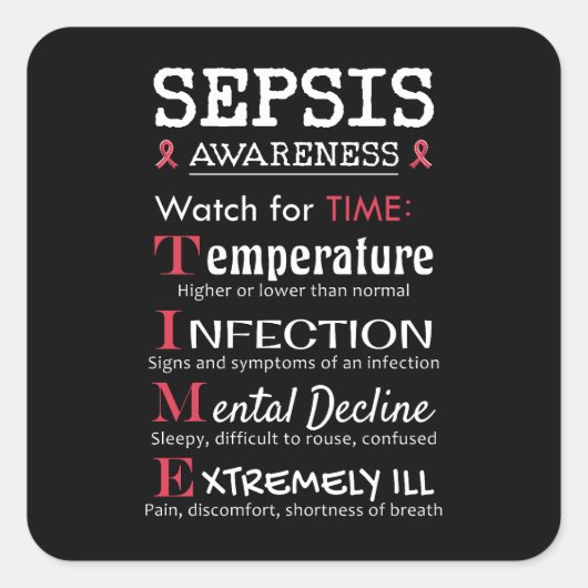 Sepsis Awareness Watch voor TIME Guide Vierkante Sticker (Voorkant)
