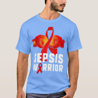 Sepsis Warrior Red Ribbon Boxing Glove Awareness T-shirt