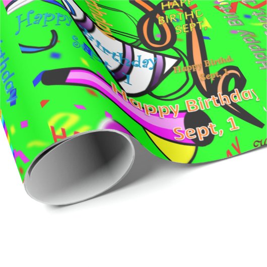 sept, 1 kinderverjaardag cadeaupapier (Rol Hoek)