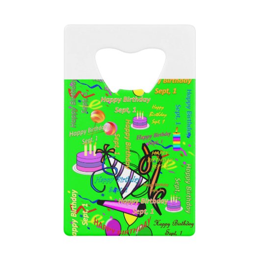 sept, 1 kinderverjaardag creditkaart flessenopener (Voorkant)