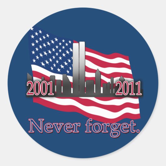 September 11 10 Jaar Jubileum Tshirt Ronde Sticker (Voorkant)