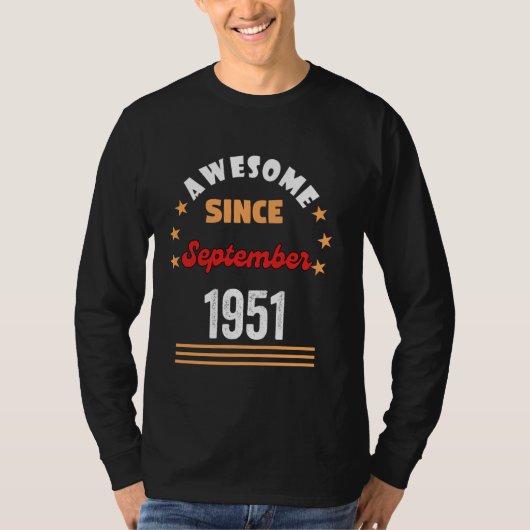 September 1951 Verjaardag Geweldige sinds 1951 Sep T-shirt (Voorkant)