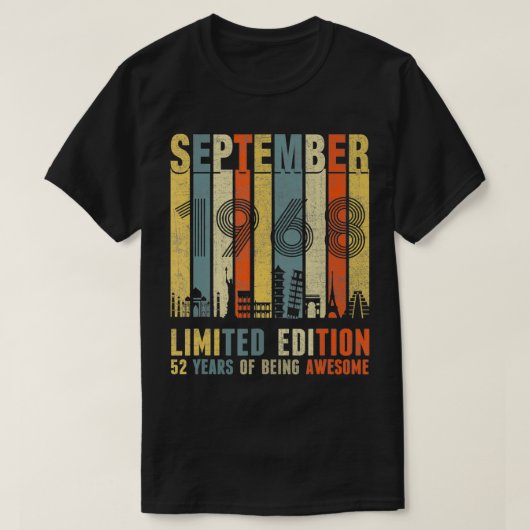 September 1968 Funny 52nd Birthday Gift T-shirt (Design voorkant)