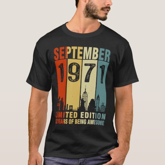 september 1971 52 jaar oud 52e verjaardag t-shirt (Voorkant)