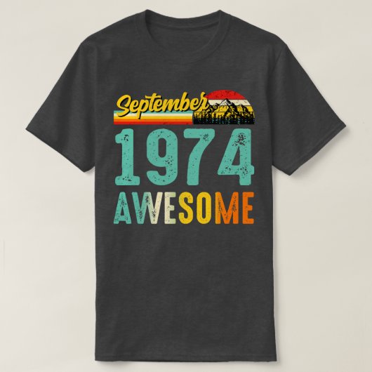 September 1974 Verjaardagscadeau Shirt Vintage Sep (Design voorkant)