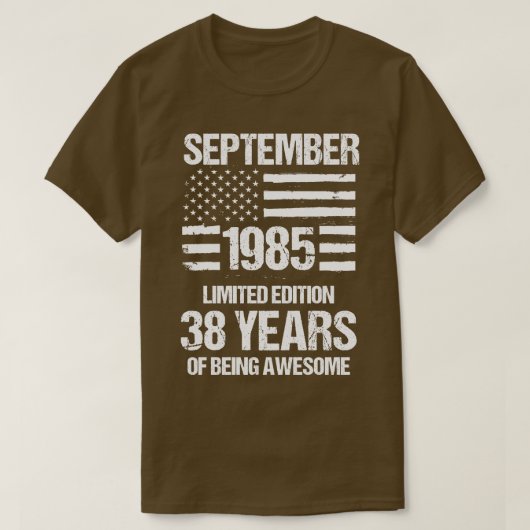  September 1985 Limited Edition 38 jaar van T-shirt (Design voorkant)