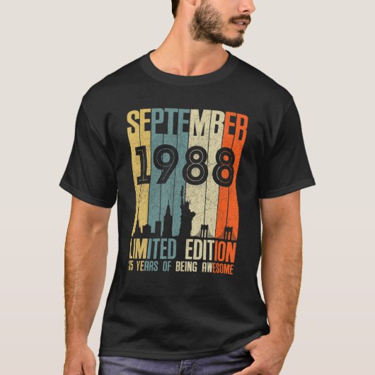 september 1988 35 Geboortedag 35: geboortejaar 198 T-shirt (Voorkant)