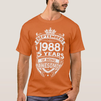 September 1988 35 jaar Geweldige 35th Birt T-shirt