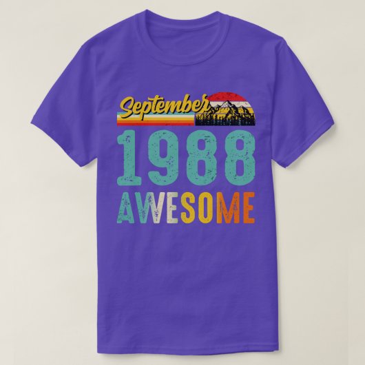 September 1988 Verjaardagscadeau Shirt Vintage Sep (Design voorkant)