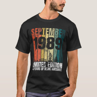 september 1989 Bday Grafisch 32 jaar 32 Bi T-shirt