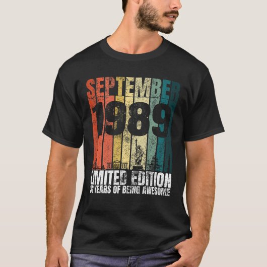  september 1989 Bday Grafisch 32 jaar 32 Bi T-shirt (Voorkant)
