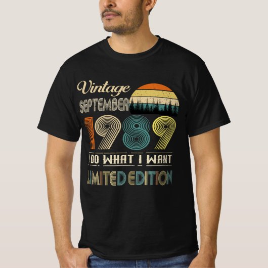 September 1989 T-shirt - Retro Style Geboorte (Voorkant)