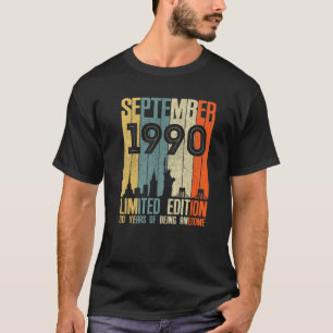 september 1990 T 30 jaar oud 1990 Birthday Gift T-shirt