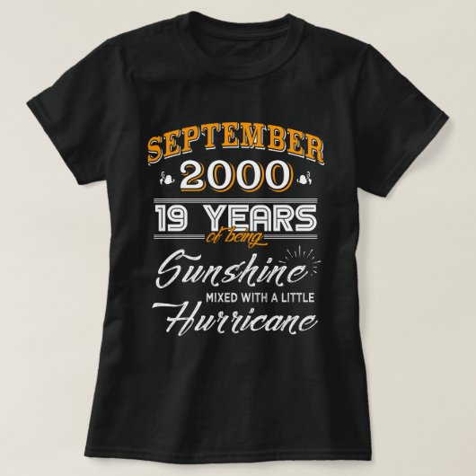 september 2000, 19 jaar zonneschijn t-shirt (Design voorkant)