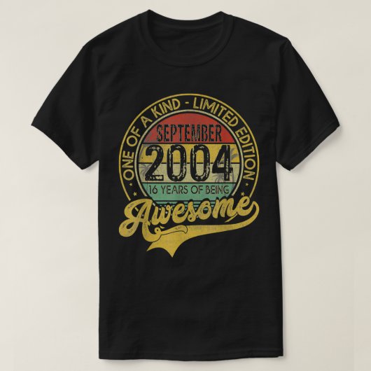 september 2004 16 jaar geboren in 2004 16e t-shirt (Design voorkant)